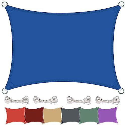 Extra Large 4.5 x 5.5m Garden Sun Shade Sail Canopy Water Resistant Awning with Free Rope for Patio Lawn and Outdoor Use Navy Blue