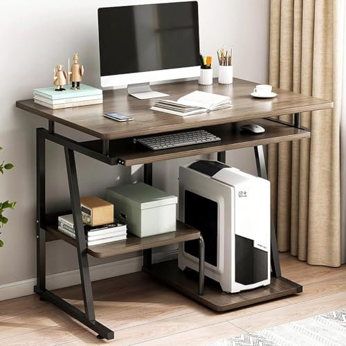 Générique Bureau d'ordinateur avec Plateau de Clavier, Poste de Travail Compact pour Le Bureau à Domicile, Table d'étude de Style Simple Moderne pour Les Petits espaces