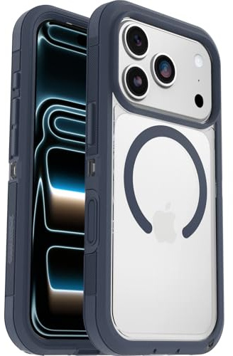 OtterBox Defender Pro XT MagSafe Hülle für iPhone 17 Pro, Transparent/Blau | Stoßfest und ultra-robust, Schützende Hülle, 7x getestet nach Militärstandard