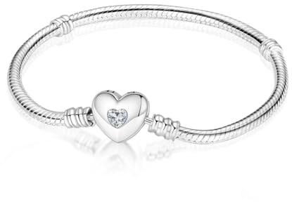 PANPOKI Mit Herz Katzenpfote Verschluss Armband Damen 925 Sterling Silber, Armbänder Schlangen-Gliederarmband Armkette Geschenk 17CM-20CM