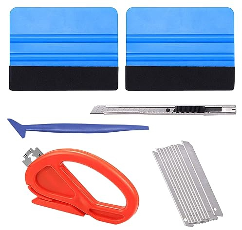Espátula para Vinilo, RAROUYI 15 Piezas Kit Espatula Vinilo Adhesivo Poner Herramientas Viene con 10 Cuchillas, Adecuado para Películas para Ventanas, Papel Tapiz y Estuco