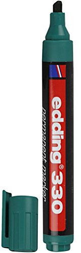 edding 330 Permanent Marker - Green - 1 Pen - Chisel Tip 1-5 mm - Waterproof, Quick-Drying, Smear-Proof Pens - for Cardboard, Plastic, Glass, Wood, Metal and Fabric