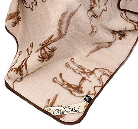 Merino Wool Decke für King-Size-Betten, 100 % Wolle, 200 x 200 cm, Camel