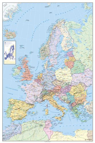 Landkarten - Politische Europakarte - Maßstab: 1/6,75Mio. Plakat Poster Druck - Grösse cm