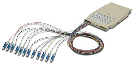 DIGITUS LWL Spleiß-Kassette - 12 Pigtails - Vormontiert - LC (APC) - OS2 - Durchgefärbt nach DIN IEC 60304 - Reinweiß