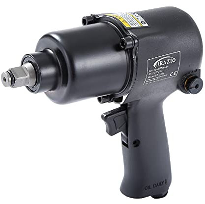 ORAZIO Air Impact Wrench 1/2 Twin Hammer 660N.M, Professional Garage Car Truck Wheel Tyre Bolts Removal Installation Pneumatic Tool Aluminium Housing 215214