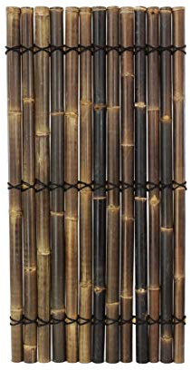 Bambuszaun Apas3 schwarz-braun 180x90cm aus dicken Bambusrohren mit 6-8cm Durchmesser - Bambus Sichtschutzwand dunkel 1,8m x 0,9m