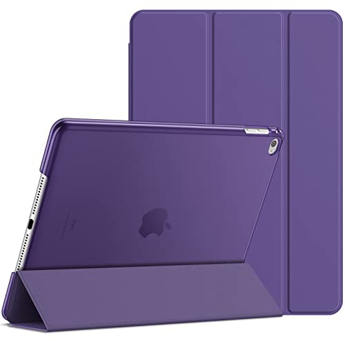 JETech Hülle für iPad Air 2, Lila | Schlanke Transluzent Rückseite, Dreifach-Ständer, Auto Schlafen/Wachen, Stoßschutz