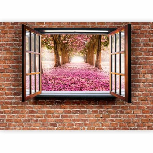Fotomurales B&D XXL - Naturaleza 400x280 cm XXL Papel pintado tejido no tejido Decoración de Pared decorativos Murales moderna Diseno Fotográfico ventana flores parque arboles c-a-0040-a-b