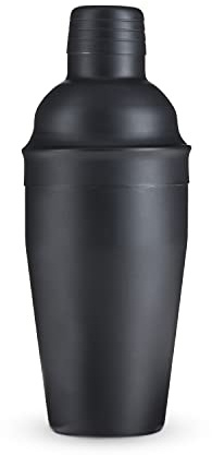 True Ash Stainless Steel Cocktail Shaker for Cold Brew Cocktails, Margarita, Whiskey Sour, Espresso Martini Shaker, Home Bar Accessories, Bartender Gifts, 18 oz, Set of 1, Matte Black