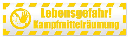Kiwistar Magnetschild Lebensgefahr! Kampfmittel gestreift - 30cm Gelb - magnetisch für Auto PKW Kfz - wiederverwendbares Hinweisschild aus Magnetfolie - für Fahrzeug, Truck