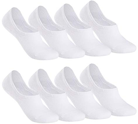 Falechay Sneaker Socken Damen Herren Füßlinge Footies 8 Paar Kurze Großes Silikonpad Verhindert Verrutschen Unsichtbare weiß 35-38