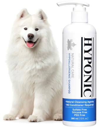 HYPONIC Hypoallergenic Premium Dog Shampoo - Deodorizing, Sensitive Skin, Detangling (White Coats & Brightening (10.1 oz))