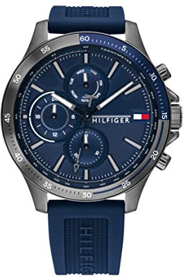 Tommy Hilfiger Analogue Multifunction Quartz Watch for Men with Navy Blue Silicone Bracelet - 1791721