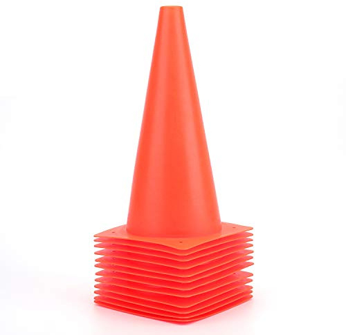 12 Inch 12 Pack Orange Traffic Training Cones, Plastic Safety Parking Cones, Agility Field Marker Cones for Soccer Basketball Football Drills Training, Outdoor Sport Activity & Festive Events