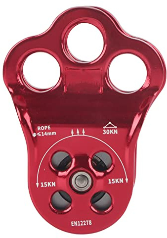 Demeras Climbing Pulley Bearing , Ball Bearing Single Hitch Climber Pulley Rope Gear Equipment 3 Hole Pulley for Rope Hauling Rock Climbing Tree Hitch Climber Pulley Kit