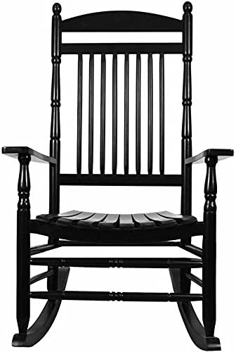 MU Black Exterior Porch Schaukelstuhl Holz, Hochleistungs-Wasserdichte Rocker Für Terrasse, Garten, Balkon, Pergola-Amp; Indoor Outdoor, Last 400Lbs