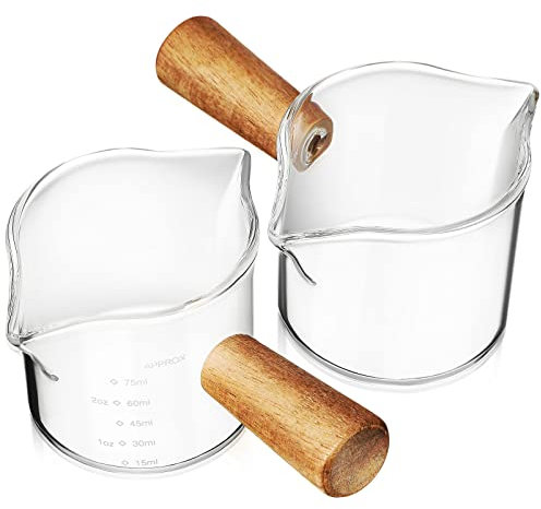 Alipis Transparent Glass Coffee Shot Glasses with Handle, 2Pcs Latte Art Espresso Measuring Cups, 3.5oz/100ml Capacity, Ideal for Milk Frothing, Liquid Measuring, and Accessories