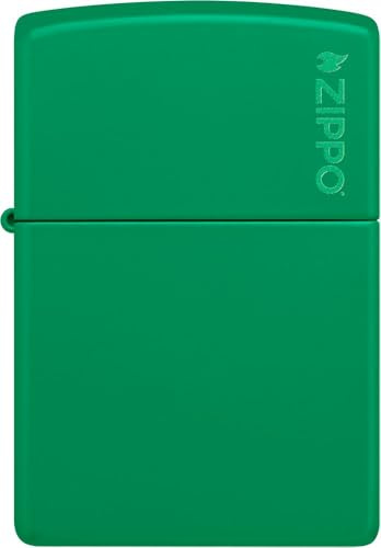 Zippo Encendedor de Bolsillo clásico con Logotipo Verde Hierba Mate