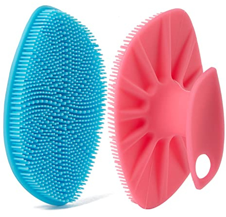 HieerBus Silikon Gesichtsreiniger, Gesichtsreinigungsbürste Silikon Gesichtswaschbürste, sanftes Peeling Pad Massagegerät, für Männer Frauen Reinigung und Peeling (Blau+ Rosa)
