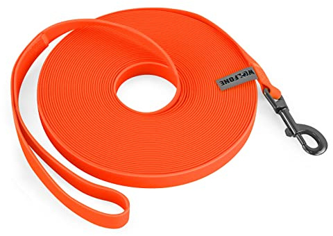 Wolfone 6m orange Schleppleine für Hunde | Wasserdicht, Strapazierfähig, Pflegeleicht, Für Rückruf, Schwimmen, Camping, Strand, Jagd