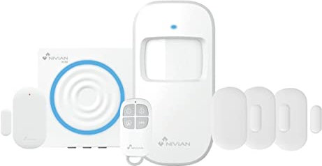 Nivian-Sistema de Alarma para Casa y Negocios Sin Cuotas Mensuales | Kit de Alarma WiFi con Control Remoto a través de App Tuya | Función SOS | Fácil Instalación Sin Cables