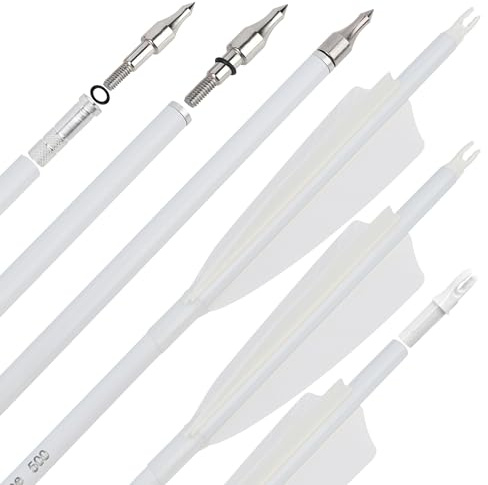 surwolf 31 Carbonpfeile Bogenschießen Jagdpfeile 500 600 Spine mit Feder Fletched Target Übungspfeile für Bogenschießen Compound & Recurve & Langbogen 6/12 Stück