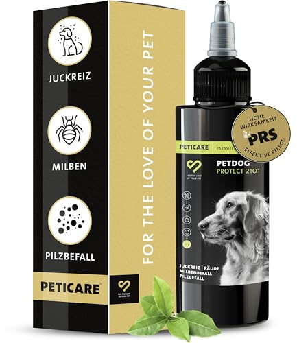 Peticare Anti-parasitario para Perros | contra ácaros, pulgas, Hongos | Alivia el picor y favorece el Proceso de regeneración | Sistema único PRS® para un Efecto Duradero - petDog Protect 2101