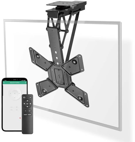 Nedis Smart Motorised Folding TV Ceiling Mount Bracket for 23-65 Screen Max 30kg Adjustable Tilt and Swivel with Remote and App Control