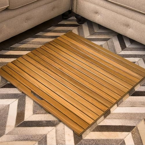 Tapis de Bain en Bois à Lattes,Tapis de Bain en Bambou avec Poignée,Caillebotis de Douche Rectangulaire,Tapis De Sol De Baignoire Étanche pour Salle De Bain À Domicile Tapis de Porte Antidérapant
