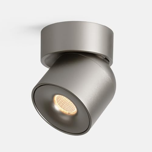 lovuphoria 7W LED Ceiling Spotlight Indoor Spot Light with 350° Rotation Dimmable, Surface Mounted Lights with 3000K CRI 97, for Picture Panting Living Room Bedroom Accent Lighting, Brushed Nickel