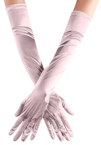 TIMIYUYU Lange Ellenbogen Satin Handschuhe Elegante Abendhandschuhe 1920s Opernhandschuhe Satinhandschuhe für Frauen Satin Classic Opera Party Hochzeit Braut Handschuhe Elastisch für Cosplay Karneval