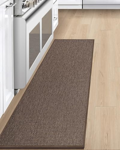 LEKEEPGO Küchenteppich Waschbar rutschfest 43x150cm, Küchenläufer rutschfest, Teppich Läufer Flur, Küchen Läufer, Waschbare Teppiche für Küchen,Flur,Waschküche, Braun