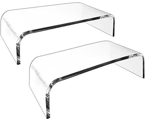 Mnixy AMT Premium Acrylic Clear Monitor Riser Laptop/PC/Multimedia Monitor Stand for Home Office (Small- 2 Pack)
