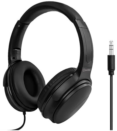 AV:Link | Lightweight Hard Wired DJ Headphones with 40mm Dynamic Drivers, Swivel Earcups, and Cushioned Comfort for Long Listening Sessions | 1.5mtr Cable