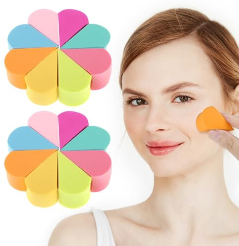 16pcs Face Paint Sponges for Liquid Makeup Foundation - Petal Painting Cosmetic Wedges Beauty Blenders - Reusable Cleansing Sponges for Cream Concealer