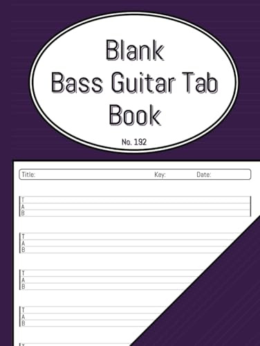 Blank Bass Guitar Tab Book: 4 String Tablature Manuscript Notebook. Includes Content and Chord Pages for You to Fill In. Hardcover.