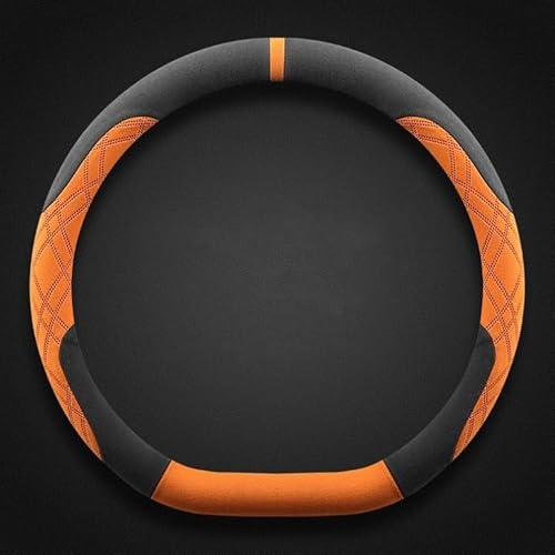 Cubierta Volante Coche para Ford Transit/Tourneo Custom 2023-2024 2025, Antideslizante Cubierta de Volante Transpirable Cubre Volante de Cuero de Microfibra(Black-Orange,D Shape)