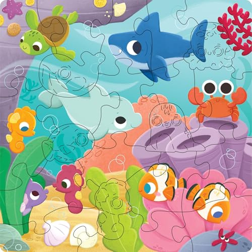 Ravensburger Puzzle Farbenspiel der Meere - 22 Teile Holzpuzzle ab 4 Jahre | 22 Teile Holzpuzzle, Mit 5 Whimsies und 5 Holzspielfiguren, Kinderpuzzle ab 6 Jahre, Ravensburger Qualität