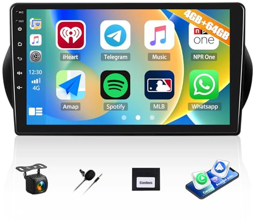 4G+64G Android 15 Car Stereo for Fiat Fiorino Qubo, Peugeot Bipper 2008-2016 with Wireless CarPlay Android Auto 10 Car Radio with Bluetooth 5.0 32EQ GPS WiFi FM RDS HD Reversing Camera