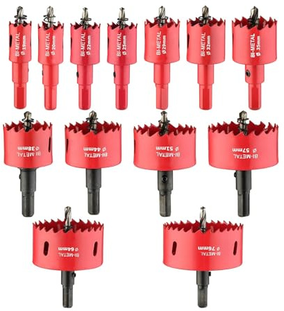 Universal HSS M42 Bi-Metall Lochsägen,13 PCS Hole Saw, Lochkreissäge mit Sechskant-Schaft und Bohrer 19-76mm, Für Holz, Metall, Aluminium, PVC-Platte und Kunststoff