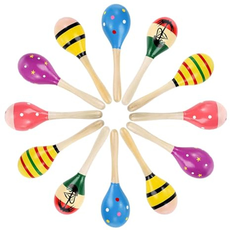 KiBcsLic 12 Stück Mini Holz Maracas Lernen Spielzeug Sand Hämmer Hand Percussion Rasseln