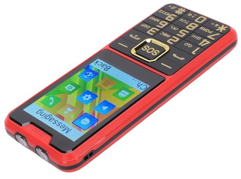 Goshyda Teléfono 4G Seniors, Teléfono Bluetooth Big Keys con Tecla SOS, Teléfono de la Función 4G, Doble SIM Standby, FM Radio, Camera, Linteria de Llave Lateral, 2500má, etc. (Rojo)