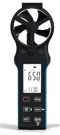 YQVEOT Anemometro Digitale, Misuratore di velocità del CFM Portatile, anemometro HVAC, sensore del Girevole, Misura la velocità del Flusso d'Aria, Il Volume del
