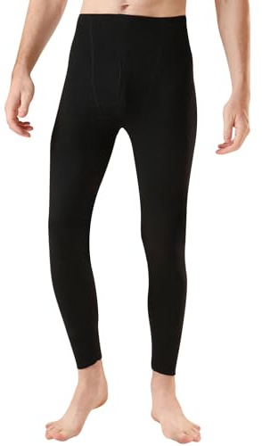 Risipu Pantalon Thermique léger pour Homme Long comme sous-vêtement de Base sans Coutures Haute élasticité Parfait pour Le Quotidien (FR/ES, Alpha/Lettres, XXL, Taille Normale, Taille Normale, Noir)