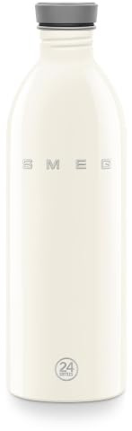 Smeg x 24Bottles Urban Bottle, Gourde 1l WBF02CR, Bouteille Inox 18/8 de Qualité Alimentaire, Non Isotherme, Fermeture Hermétique, Crème