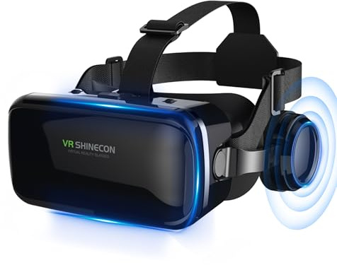 FIYAPOO Gafas de realidad virtual para teléfono móvil con auriculares HiFi, gafas 3D Realidad virtual. Experimenta el cine y los juegos con un sonido brillante, entusiasta.