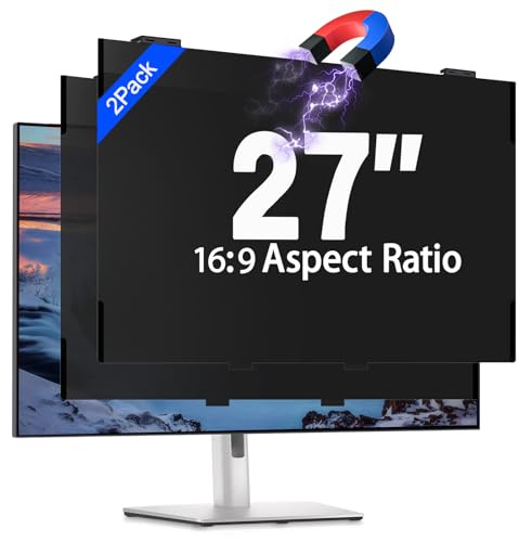 JEAPKA 2 Pack 27 Inch Magnetic Computer Privacy Screen Filter for Monitor 16:9 Aspect Ratio, Removable Hanging Privacy Screen Shield, Anti Blue Light Filter, Anti-Glare Protector