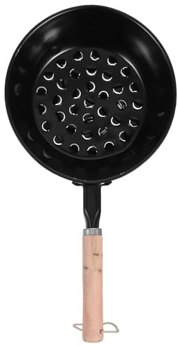 Abaodam Charcoal Starter Pot with Long Wooden Handle Easy-Clean Outdoor Camping Brazier for BBQ Grill Multipurpose Chimney Lighter Basket for Safe Charcoal Quick Lighting and Heating Stove