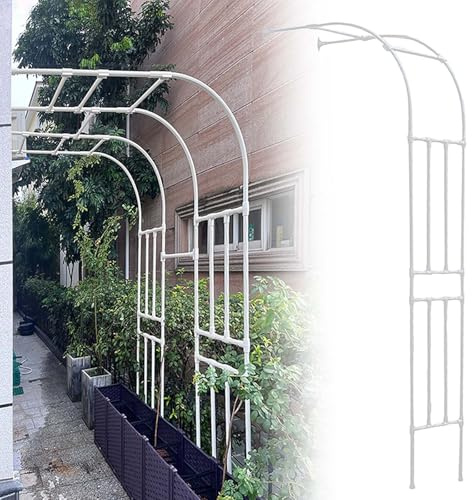 Arche de jardin extérieure en métal – Treillis semi-latéral pour plantes grimpantes et roses, largeur réglable de 0,6 à 3 m, pergola en acier blanc, parfait pour la décoration de jardin.